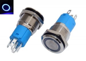 Przełącznik PBS-33B metalowy PUSH ON 19mm (16mm) niebieski