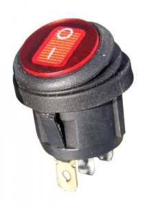 Przełącznik hermetyczny KCD1 12V czerwony okrągły