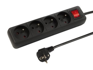 Przedłużacz sieciowy PR-470WSP 4Gu 3m czarny 3x1,5mm