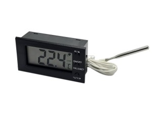 PANELOWY TERMOMETR LCD OD -50°C DO 300°C CZARNY Z ALARMEM 