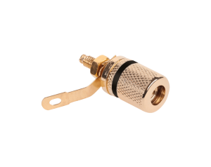 Gniazdo bananowe montażowe czarne złote  metal 1szt.