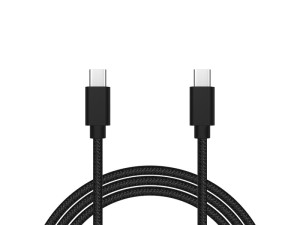 Kabel USB-C - USB-C 2.0 1,0m czarne plecionka