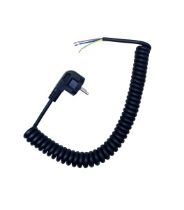 Przewód zasilający spiralny 3x1mm2 czarny 3m.