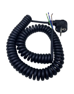 Przewód zasilający spiralny 3x1mm2 czarny 5m.