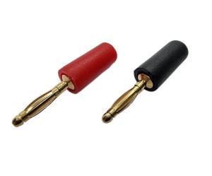 Wtyk bananowy złocony AL2313 czarny + czerwony 2mm