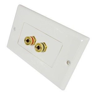 Gniazdo naścienne białe 2 x gniazdo głośnikowe banan Gold