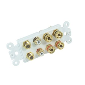 Moduł gniazda, biały 4x BANAN + 2x RCA + 2x F