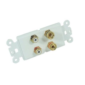 Moduł gniazda, biały 2x BANAN + 2x RCA