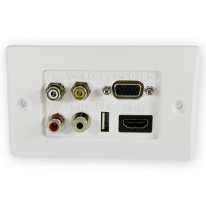 Panel multimedialny VGA, HDMI, 3xRCA, Jack 3,5mm ST, USB Biały