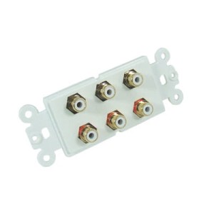 Moduł gniazda, biały 6x RCA