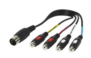 Adapter DIN - 4 x RCA 0,2m