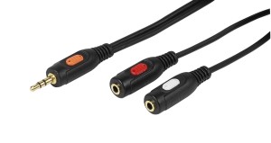 Rozgałęziacz Wt. Jack 3,5mm stereo - 2xGn. Jack 3,5mm stereo 0,2m