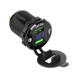 Ładowarka samochodowa 2xUSB z funkcją Quick Charge i miernikiem napięcia