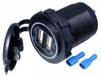 Ładowarka mont. 2 x gn. USB 2x2,4A herm. czerwona podśw. 