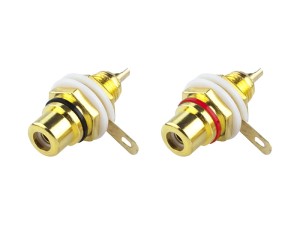 Gniazdo RCA montaż. złote