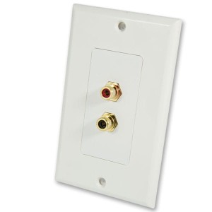 Gniazdo naścienne białe 2 x gniazdo RCA Gold Vocant