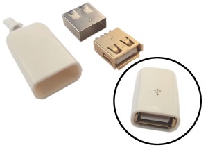 GNIAZDO ZŁOCONE USB TYPU A MONTOWANE NA KABEL BIAŁE