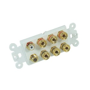 Moduł gniazda, biały 6x BANAN + 1x RCA + 1x F