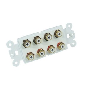 Moduł gniazda, biały 8x RCA