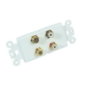 Moduł gniazda, biały 2x RCA + 2x F