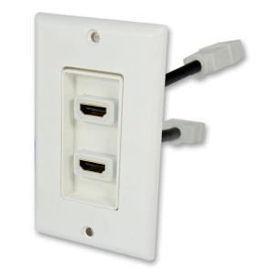Gniazdo naścienne 2xHDMI białe - przewód